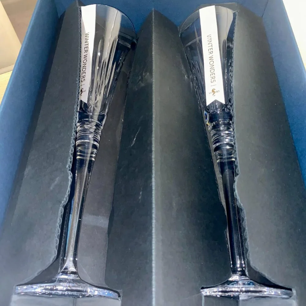 Waterford Crystal Winter Wonders: NEW Pair Midnight Frost Toasting Flutes, 11" - Picture 13 of 16